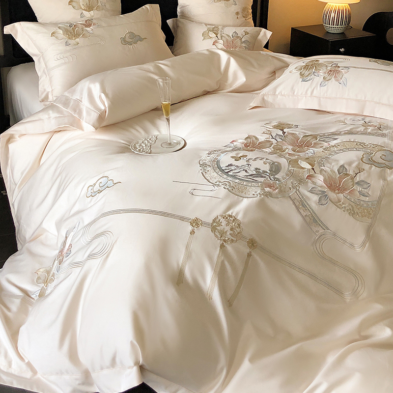 轻奢中式高端长绒棉刺绣四件套