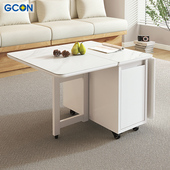 志光小户型岩板折叠茶几餐桌两用客厅多功能可伸缩移动边几茶桌