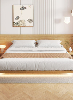 日式榻榻米床空间利用小卧室床民宿阁楼床实木矮床二胎亲子落地床