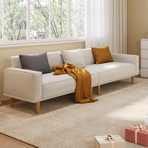 志光海绵弹簧奶油风豆腐块沙发