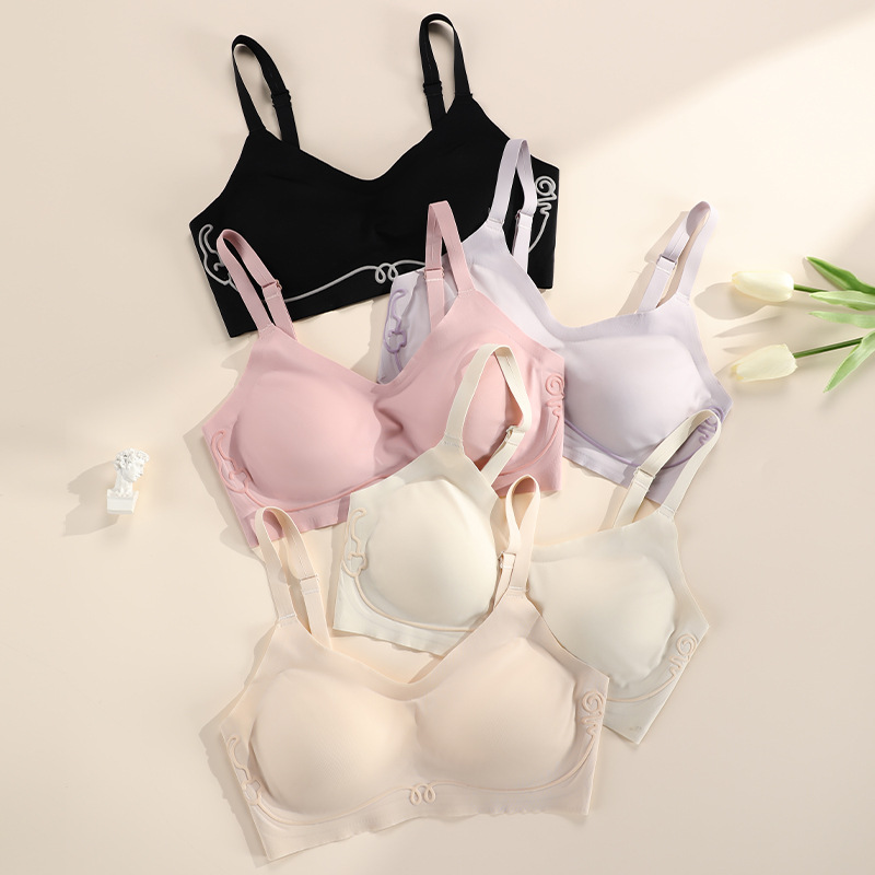 无痕果冻胶文胸女软支撑薄款光面无钢圈薄款小胸聚拢防下垂女内衣