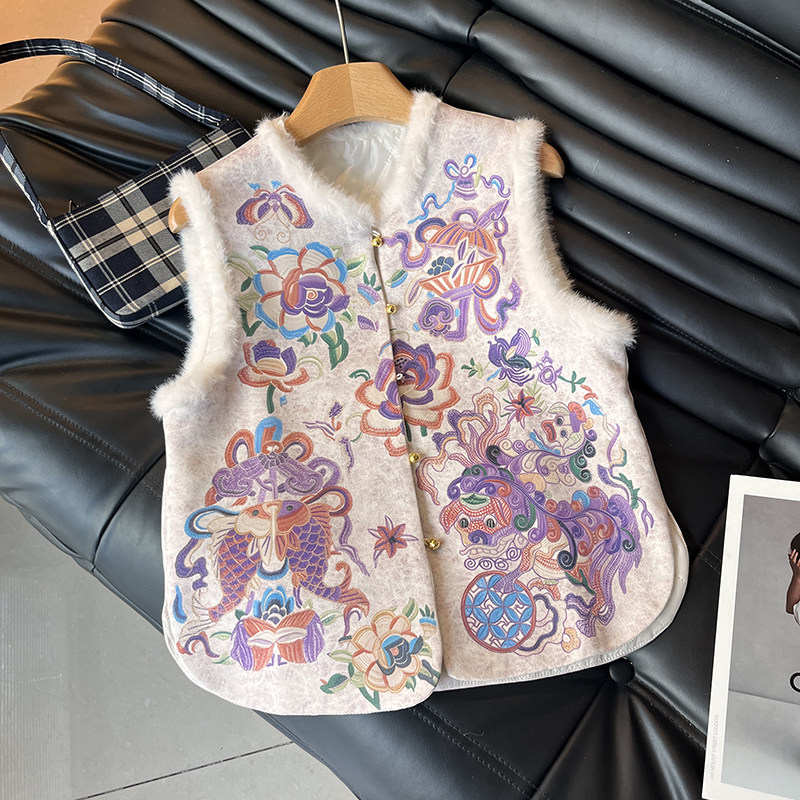 新中式国风重工毛毛拼接夹棉马甲女气质叠穿高档减龄背心坎肩上衣,女装/女士精品,马夹,淘宝优惠券,粉丝福利购,淘宝优惠卷