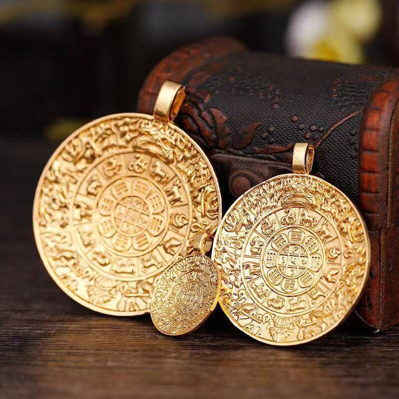 合金复古九宫八卦十二生肖吊坠男女士护身符项链十相自在图案挂件