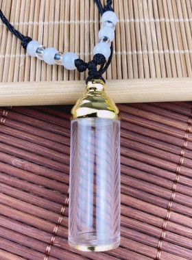 结缘透明长符管嘎乌盒空心吊坠男女士护身符可打开装藏朱砂甘露丸