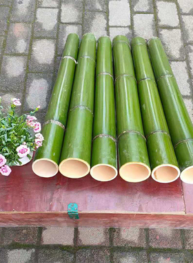 毛竹绿色斑竹鲜竹子筒幼儿园手工装饰插花婚庆手工编织流水蒸饭