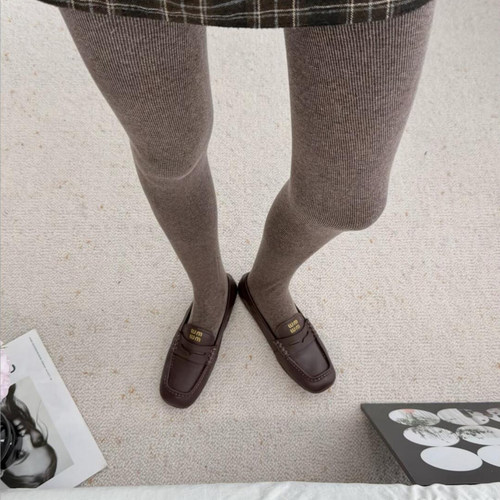 打底袜咖色连裤袜女秋冬加绒加厚保暖显瘦美拉德风踩脚打底1009k