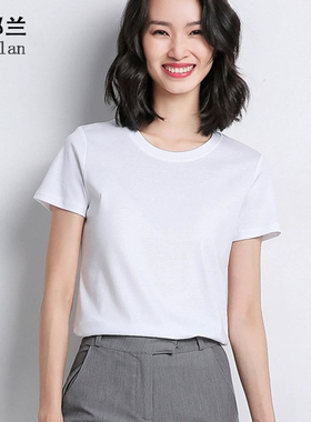 牧都兰纯棉ins潮圆领2026T恤春夏款上衣修身显瘦自带收腰短袖