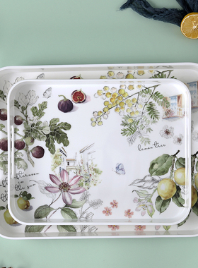 高级感密胺托盘长方形提手家用水杯收纳厨房餐具茶盘客厅茶杯拖盘