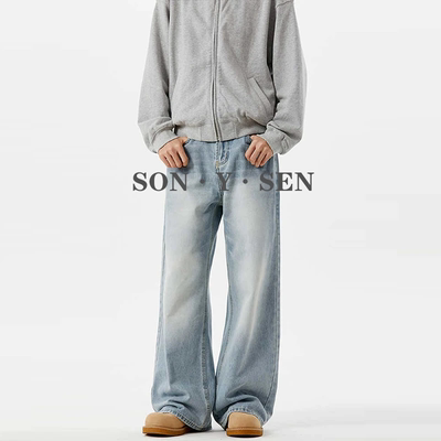 休闲牛仔裤男Vibe做旧宽松直筒
