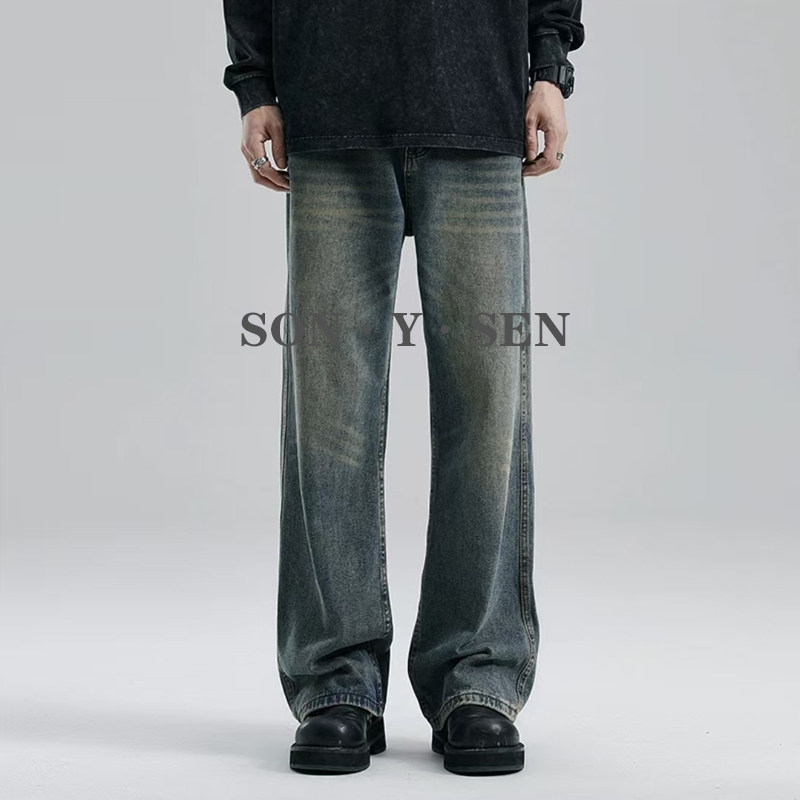 复古美式水洗Cleanfit休闲直筒阔腿牛仔裤男2025新款加绒宽松长裤,男装,牛仔裤,淘宝优惠券,粉丝福利购,淘宝优惠卷