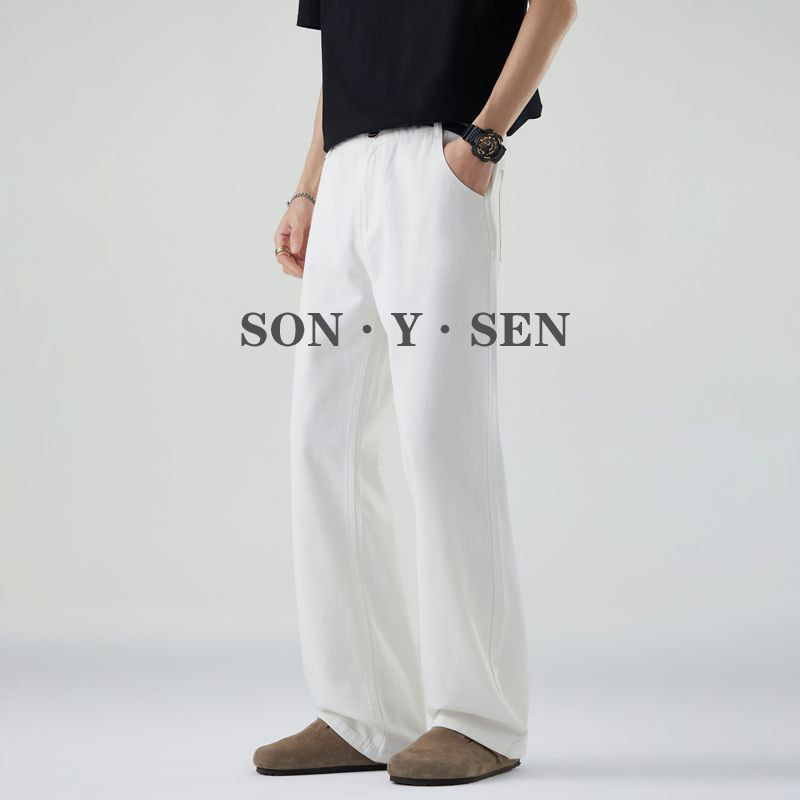 cleanfit白色牛仔裤男微喇裤美式潮牌三防赛络纺宽松直筒阔腿长裤,男装,牛仔裤,淘宝优惠券,粉丝福利购,淘宝优惠卷