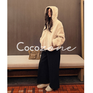 COCO ZONE 刘一一雪芙带帽西班牙进口羊毛革宽松秋季皮草外套女