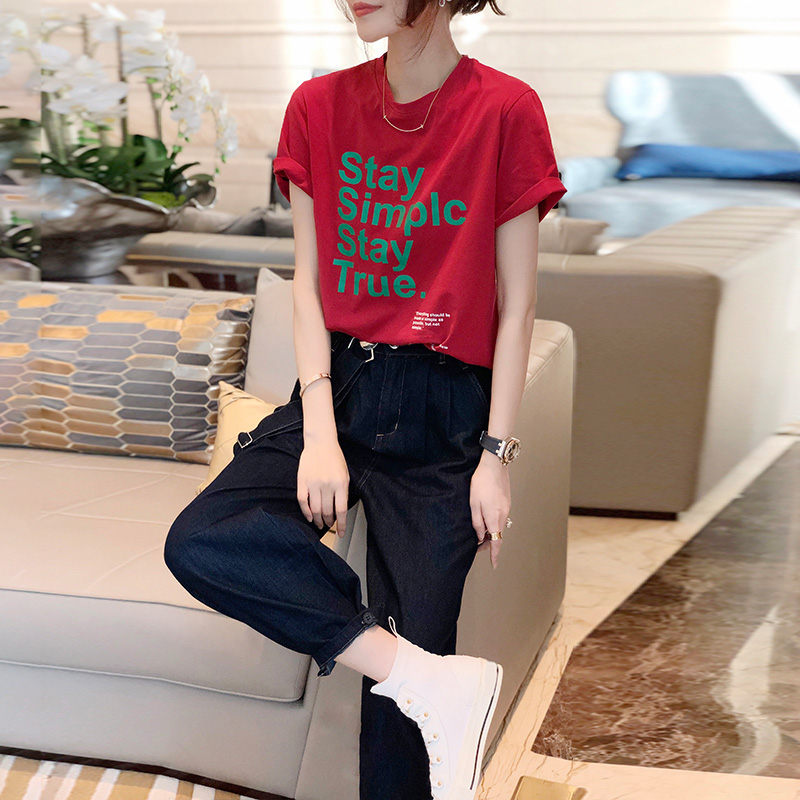 3欧洲站夏装2021新款女装欧货潮红色t恤背带裤套装时尚百搭两件套