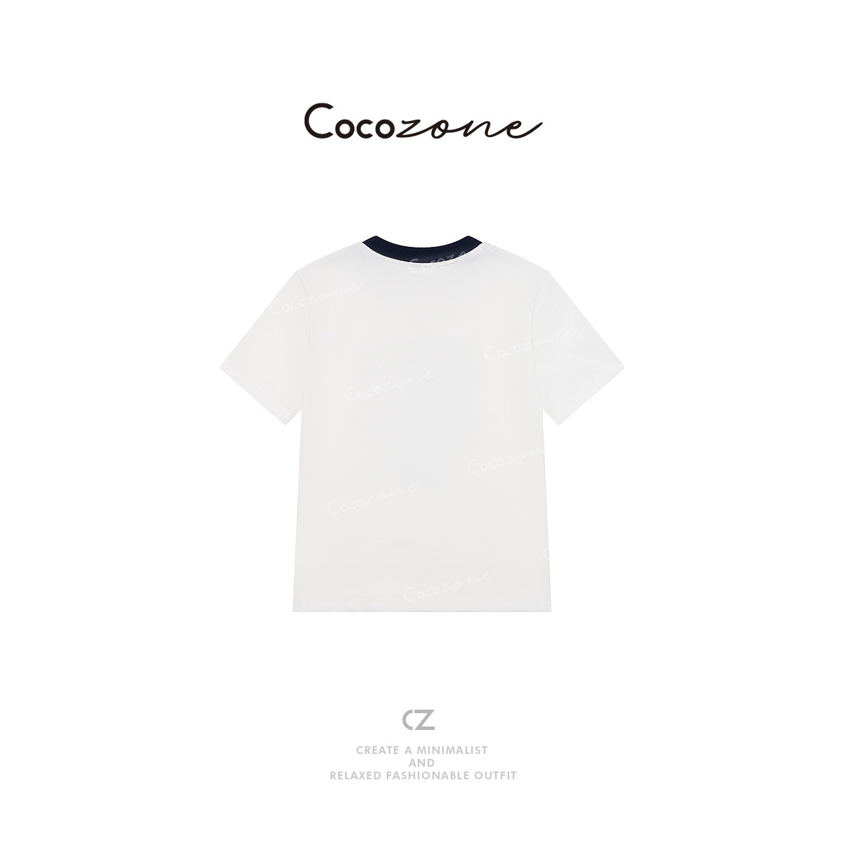 COCO ZONE 刘一一 新款时尚字母印花拼色显瘦圆领短袖T恤上衣女夏