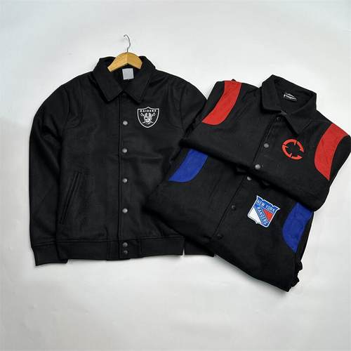 万针刺绣翻领毛妮大衣突袭者外套