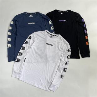 T恤 体恤 原单外贸S星 圆领长袖 大码 修身 做旧风格 男士 前后印花美式