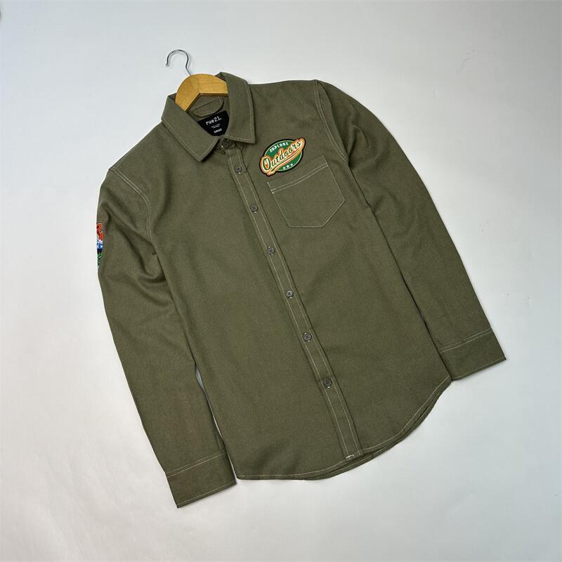 原单rue21男士军绿色帆布长袖衬衣 万针刺绣LOGO大码宽松加厚外套,男装,衬衫,淘宝优惠券,粉丝福利购,淘宝优惠卷