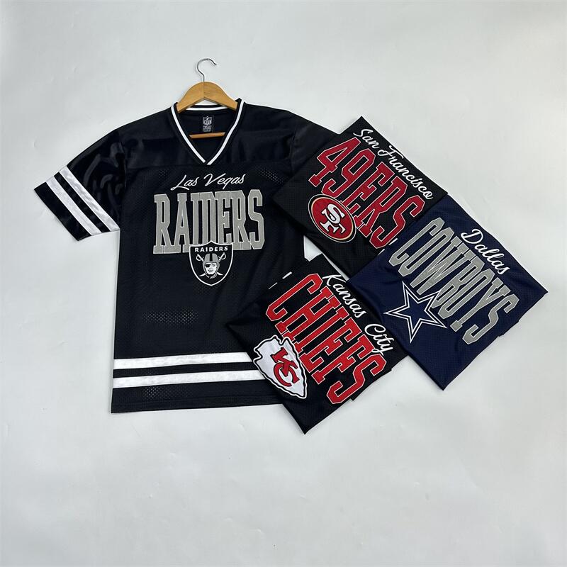 美式橄榄球短袖复古青年刺绣T恤