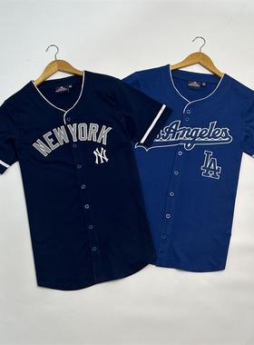 外贸尾货  FEX版北美棒球男士单排纽扣棒球开衫 刺绣队标修身版型