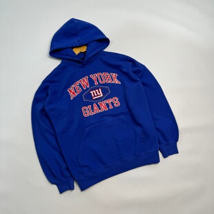 北美潮牌橄榄球巨人队连帽加绒卫衣落肩袖宽松大版oversize风刺绣