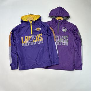 瑕疵处理美式 宽松连帽外套 篮球半拉链双层皮肤衣轻度防水印花大码