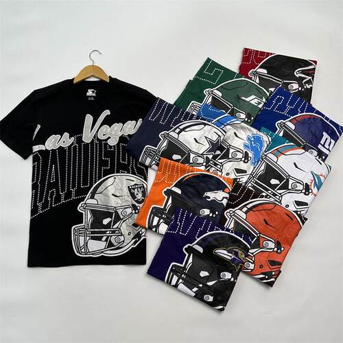 NFL棉质圆领短袖T恤胶印队标印花