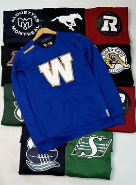 CFL原单加拿大橄榄球男士圆领加绒卫衣 球队印花大码宽松春秋外套