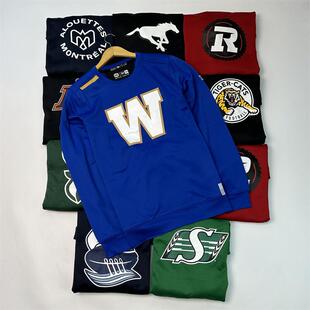 CFL原单加拿大橄榄球男士圆领加绒卫衣 球队印花大码宽松春秋外套