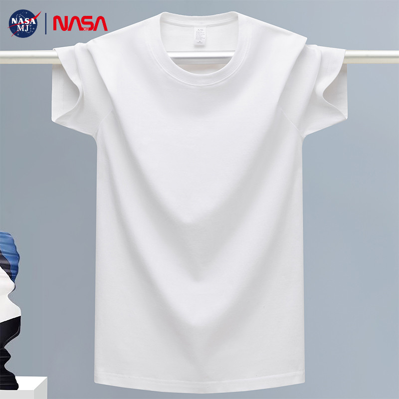 NASA联名短袖T恤经典纯色夏季新款白色简约男女休闲大码纯棉上衣t