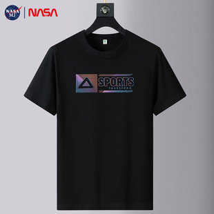 圆领青年宽松百搭休闲情侣打底衫 NASA联名重磅纯棉短袖 t恤男夏季