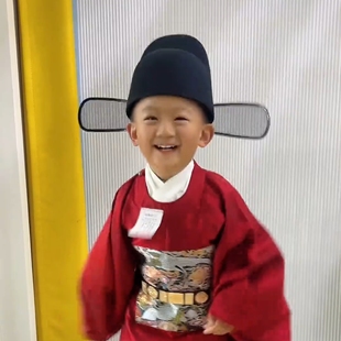 儿童汉服明制官服圆领袍男孩一品仙鹤红补服女童高端古装演出服