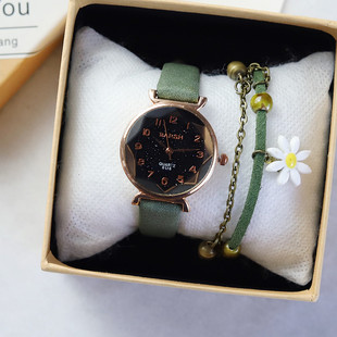 法国小众气质星空手表女ins风森系女学生简约复古文艺防水学院风