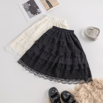 女童春秋半身裙蕾丝花边蛋糕裙