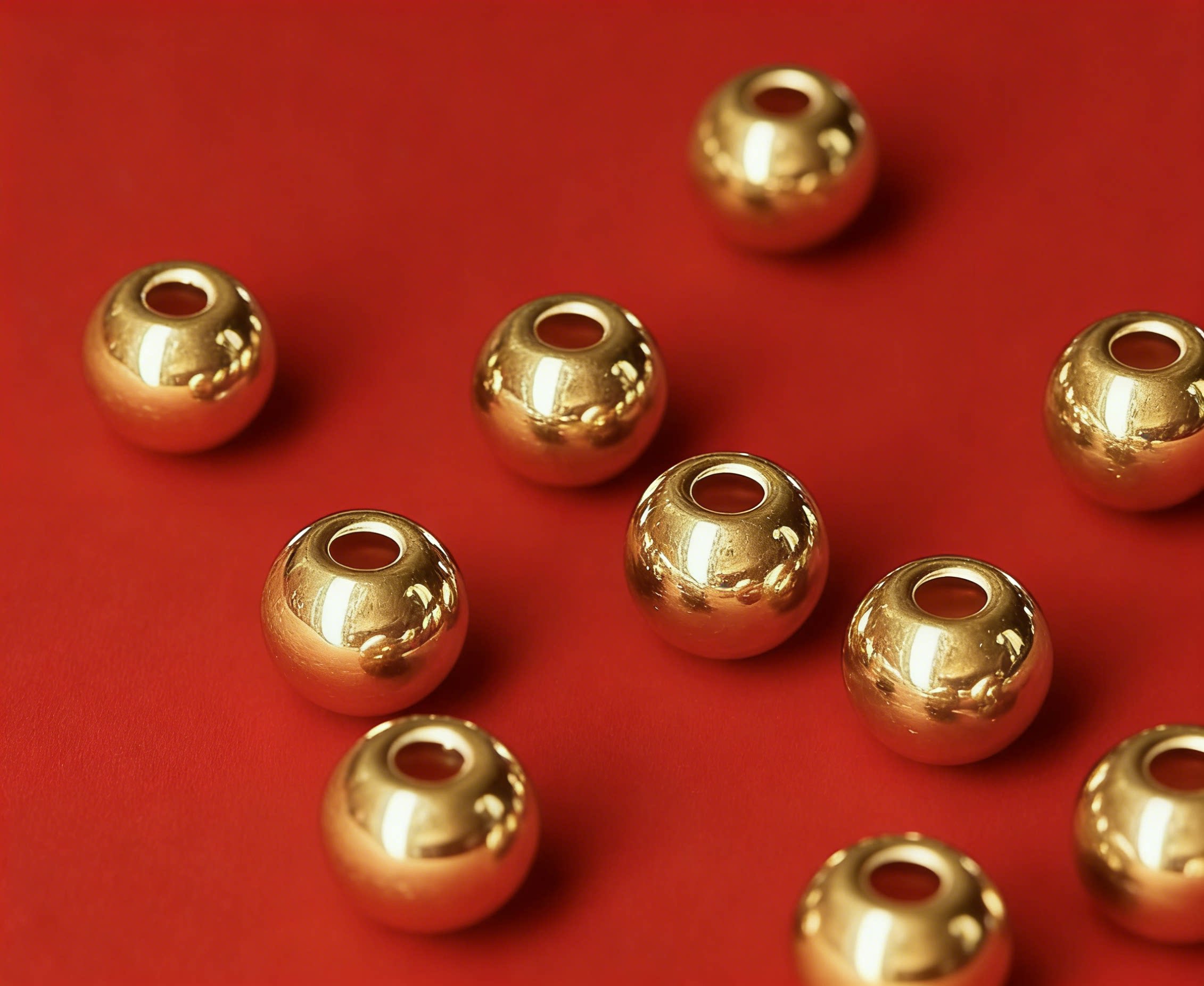 福豆金社黄金小金珠手链足金999散珠3D硬金古法DIY转运珠小珠子