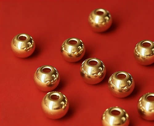 福豆金社黄金小金珠手链足金999散珠3D硬金古法DIY转运珠小珠子
