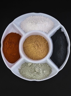 天然正宗昆仑山五色土 东南西北中五方土 金木水火土五色土盘容器