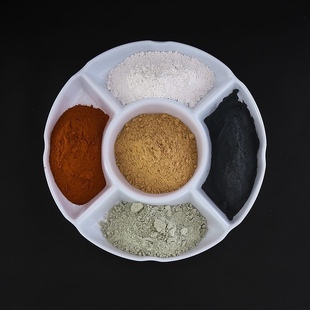 天然正宗昆仑山五色土 东南西北中五方土 金木水火土五色土盘容器