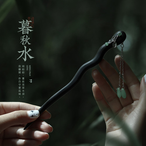 发簪黑檀木古风流苏汉服