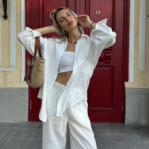 慵懒主义cleanfit肌理感白色衬衫