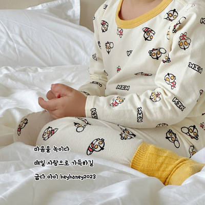 儿童纯棉秋衣秋裤无骨睡衣套装