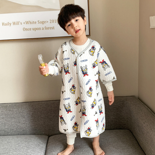 儿童睡袍三层夹棉加厚2025新款秋冬男女童宝宝纯棉家居服睡衣浴袍