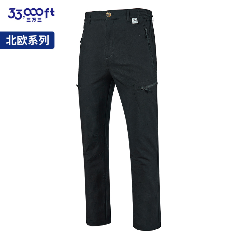 33000ft户外抓绒裤男加绒保暖运动休闲摇粒绒收口束脚夜行反光