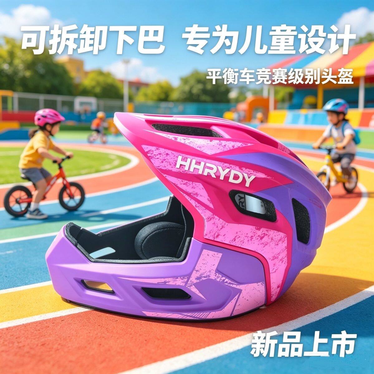 HHRYDY儿童平衡车全盔滑步车小宝宝可拆卸下巴保护安全帽带护脸绵
