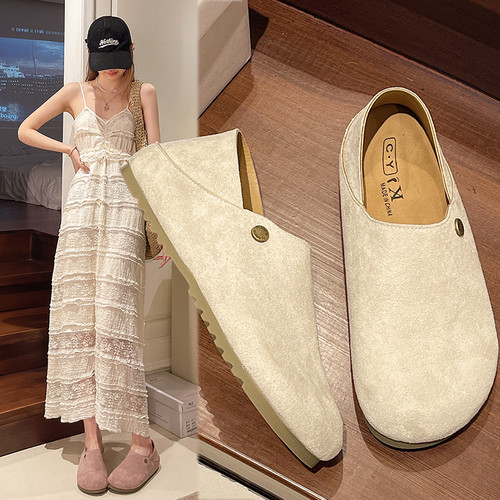 复古时尚软底一脚蹬勃肯鞋女