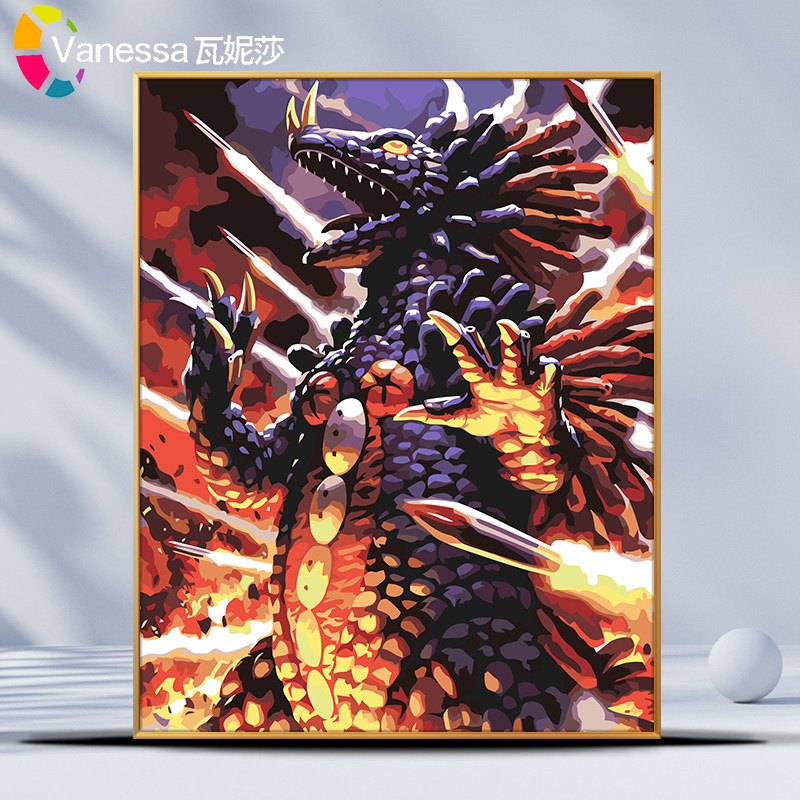 画画diy数字油画填充填色奥特曼怪兽卡通动漫油彩手工绘画涂鸦