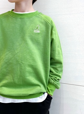 男童学生春秋新款绿色帅气套头宽松休闲上衣毛圈运动卫衣中大童