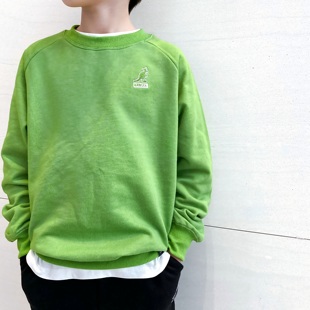 男童学生春秋新款 绿色帅气套头宽松休闲上衣毛圈运动卫衣中大童