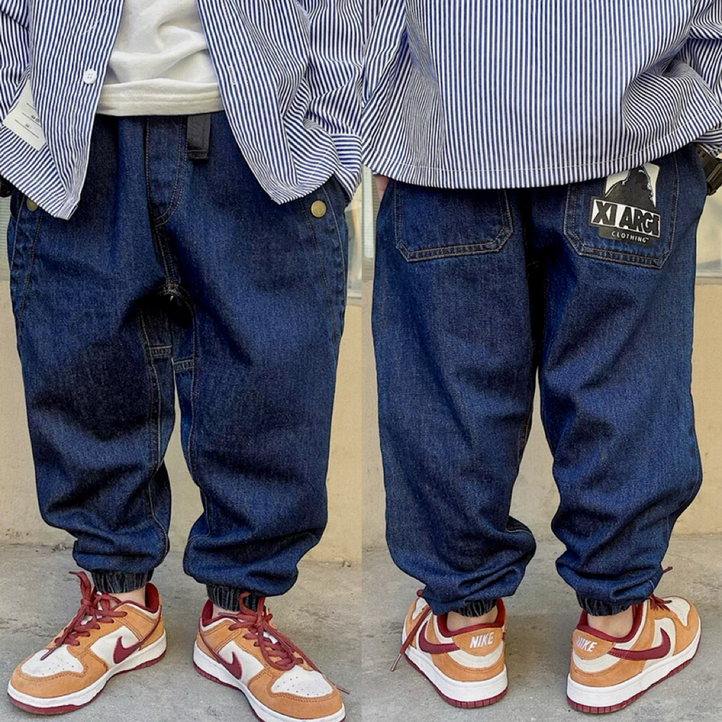 深蓝色百搭男童牛仔裤春季新品日系猩猩口袋印花垮裤宽松休闲长裤,童装/婴儿装/亲子装,儿童牛仔裤,淘宝优惠券,粉丝福利购,淘宝优惠卷