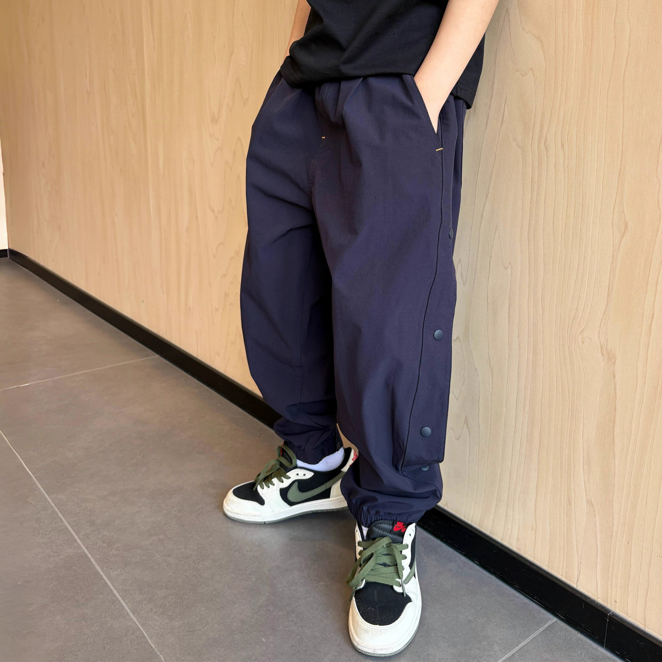 春款上学速干工装长裤男女中大童侧排扣运动篮球卫裤高品质有弹力