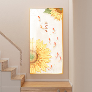 入户进门玄关装饰画走廊门口过道挂画九鱼图现代简约壁饰轻奢壁画